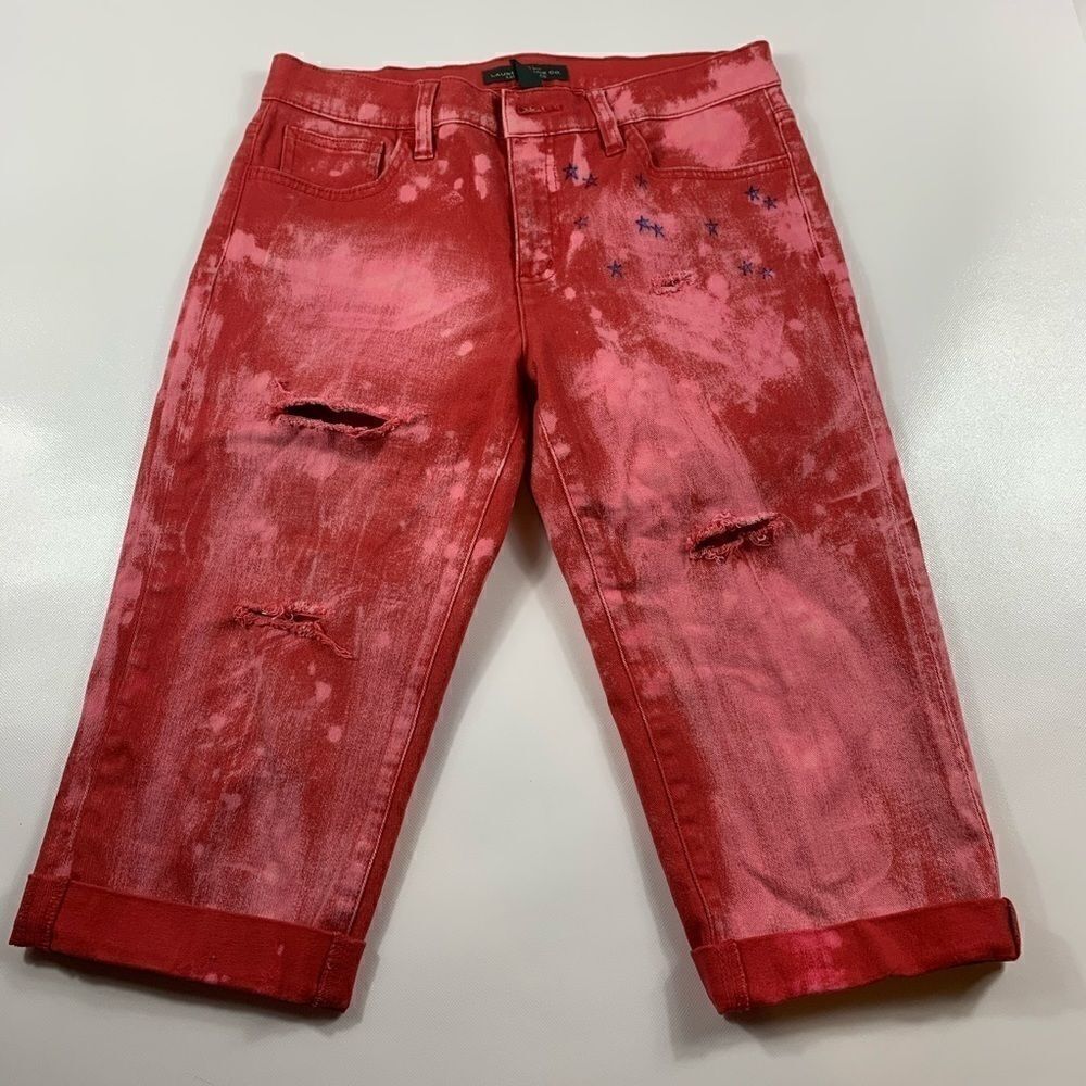 3For$20  Lauren Ralph Lauren Red Rip Jeans Capris Size: 3